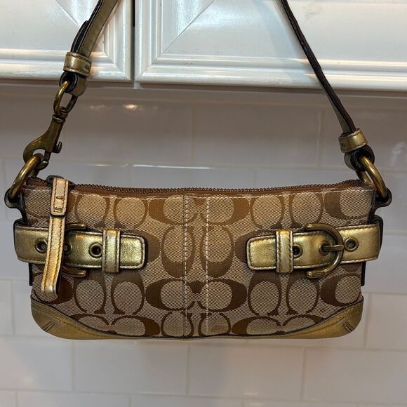 Coach Y2K Jacquard Signature Logo Double Buckle Baguette Mini Bag 🔥 - Picture 2 of 16